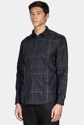 Camisa Aramis Manga Longa Regular Tricoline Xadrez Preto