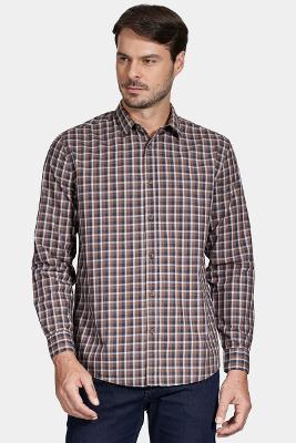Camisa Aramis Manga Longa  Regular Xadrez Azul/Ferrugem