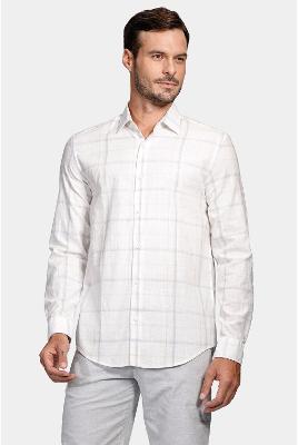 Camisa Aramis Manga Longa Regular Flamê Xadrez Off White