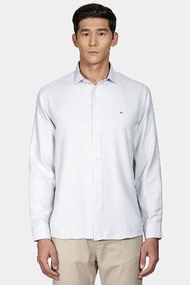 Camisa Aramis Regular em Tricoline Maquinetada Cinza