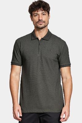 Polo Aramis Manga Curta Piquet Duplo Selfie Verde Militar