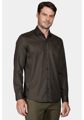 Camisa Aramis Slim Tricoline Maquinetada Verde Militar