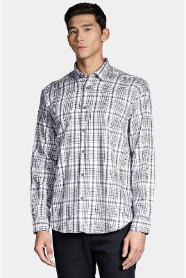 Camisa Aramis Manga Longa Regular Maxi Xadrez Branco