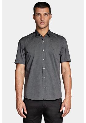Camisa Manga Curta Cosmo Regular Fil a Fil Antilia Preto