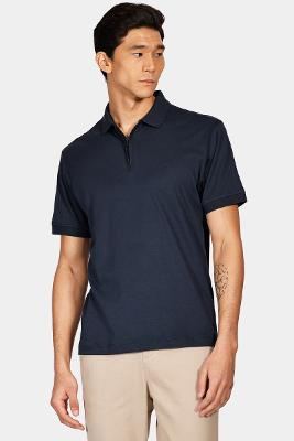 Polo Aramis Manga Curta Malha Dupla Pima Marinho