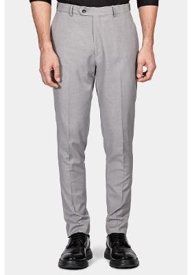 Calça Alfaiataria Slim Com Elastano Cinza Claro