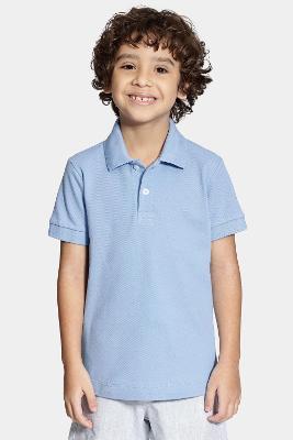 Polo Aramis Manga Curta Infantil Piquet Azul Lazulli