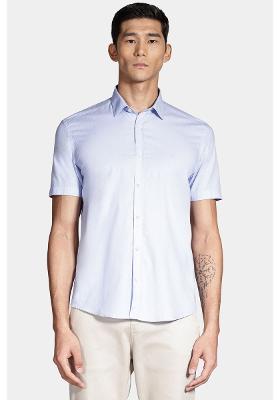 Camisa Manga Curta Cosmo Regular Fil a Fil Antilia Azul Celeste