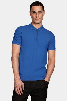Polo Aramis Piquet Zíper Azul Royal