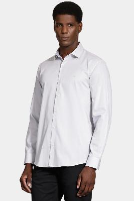 Camisa Aramis Manga Longa Regular Tricoline Maquineta Cinza