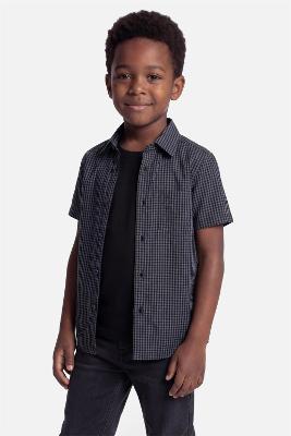 Camisa Aramis Manga Curta Infantil Azul Com Preto