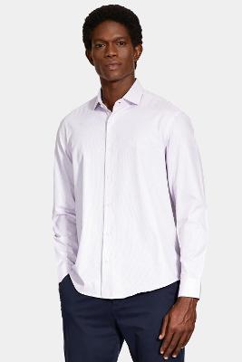 Camisa Aramis Manga Longa  Micro Xadrez Mix Branco Com Rosa