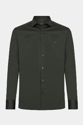 Camisa Aramis Manga Longa Slim Tricoline Stretch Liso Verde