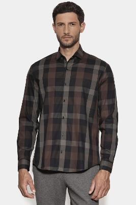 Camisa Aramis Regular Maxi Xadrez Café Com Preto