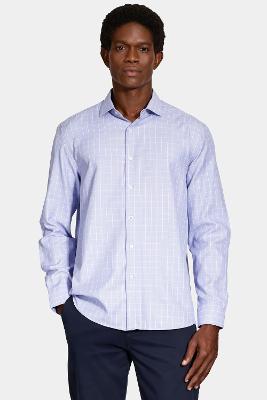 Camisa Aramis Manga Longa Regular Siena Misto Xadrez Azul