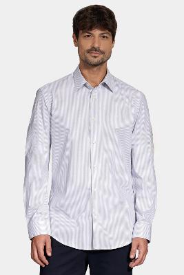 Camisa Aramis Manga Longa Listra Stretch Branco Azul Medio