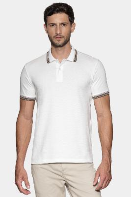 Polo Aramis Manga Curta Malha Colmeia Off White