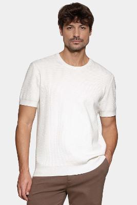 Tricot Aramis Manga Curta Jacquard Off White