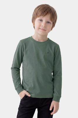Camiseta Aramis Manga Longa Básica Infantil Militar