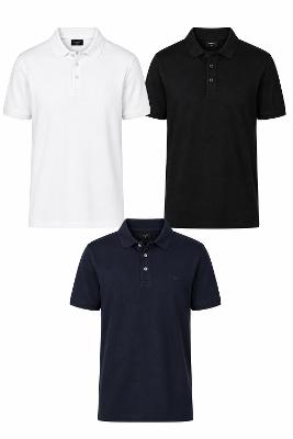 Kit Aramis 3 Polos Piquet Básico Preto, Branco e Marinho - Preto-Branco-Marinho - G