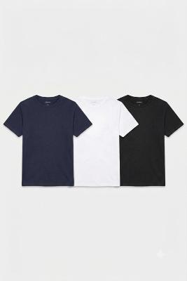 Kit Aramis 3 Camisetas Básica Algodão Preto, Branco e Navy - Preto-Branco-Navy - G