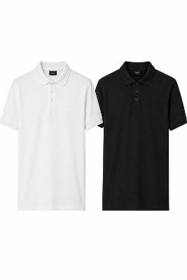 Kit Aramis 2 Polos Piquet Básico Preto e Branco - Branco-Preto - G