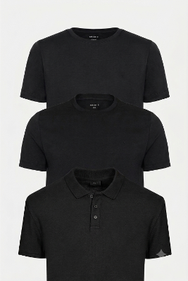 Kit Aramis Trio Essencial Preto (Polo + 2 Camisetas) - Preto - G