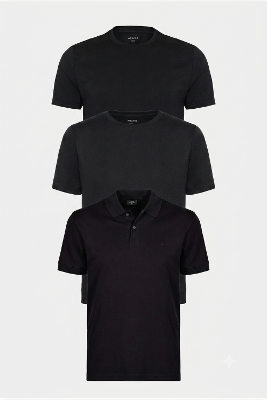 Kit Aramis Pima Premium (Polo Pima Preto + 2 Camisetas) - Preto - G