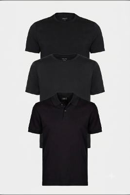 Kit Aramis Pima Premium (Polo Pima Preto + 2 Camisetas) - Preto - G