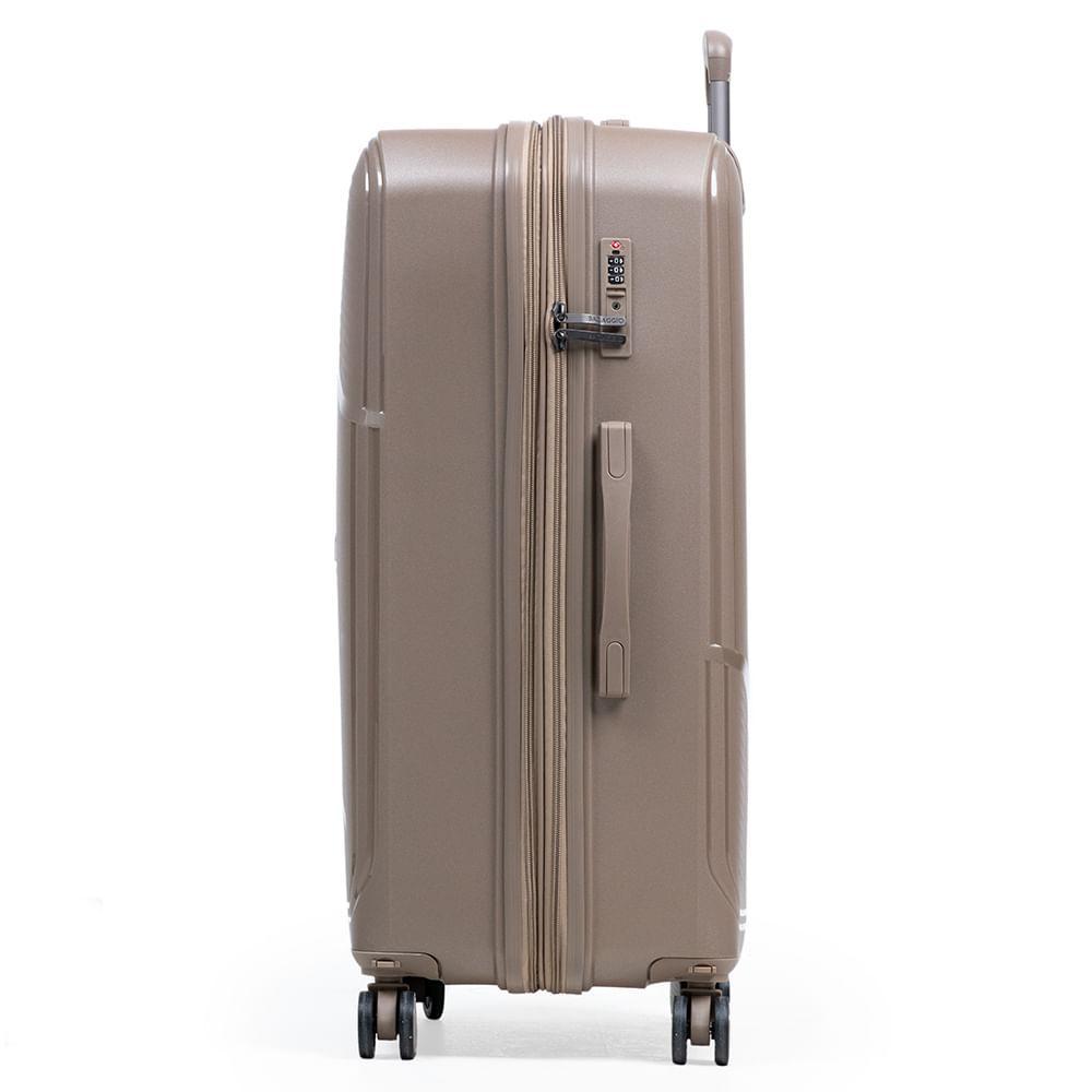 Mala Grande de Polipropileno 4 Rodas Seul Bege - 3