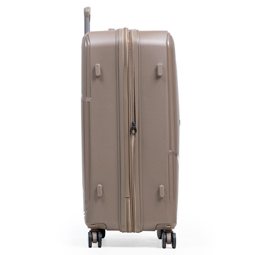 Mala Grande de Polipropileno 4 Rodas Seul Bege - 5