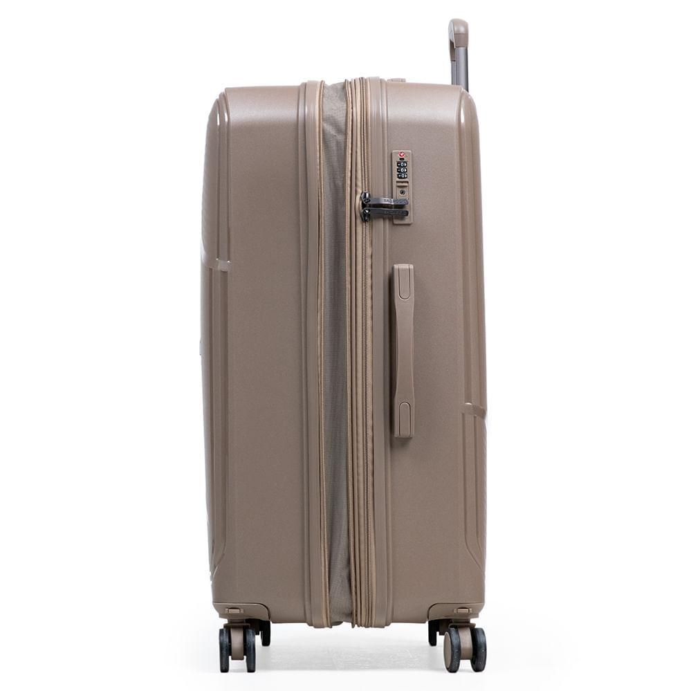 Mala Grande de Polipropileno 4 Rodas Seul Bege - 6