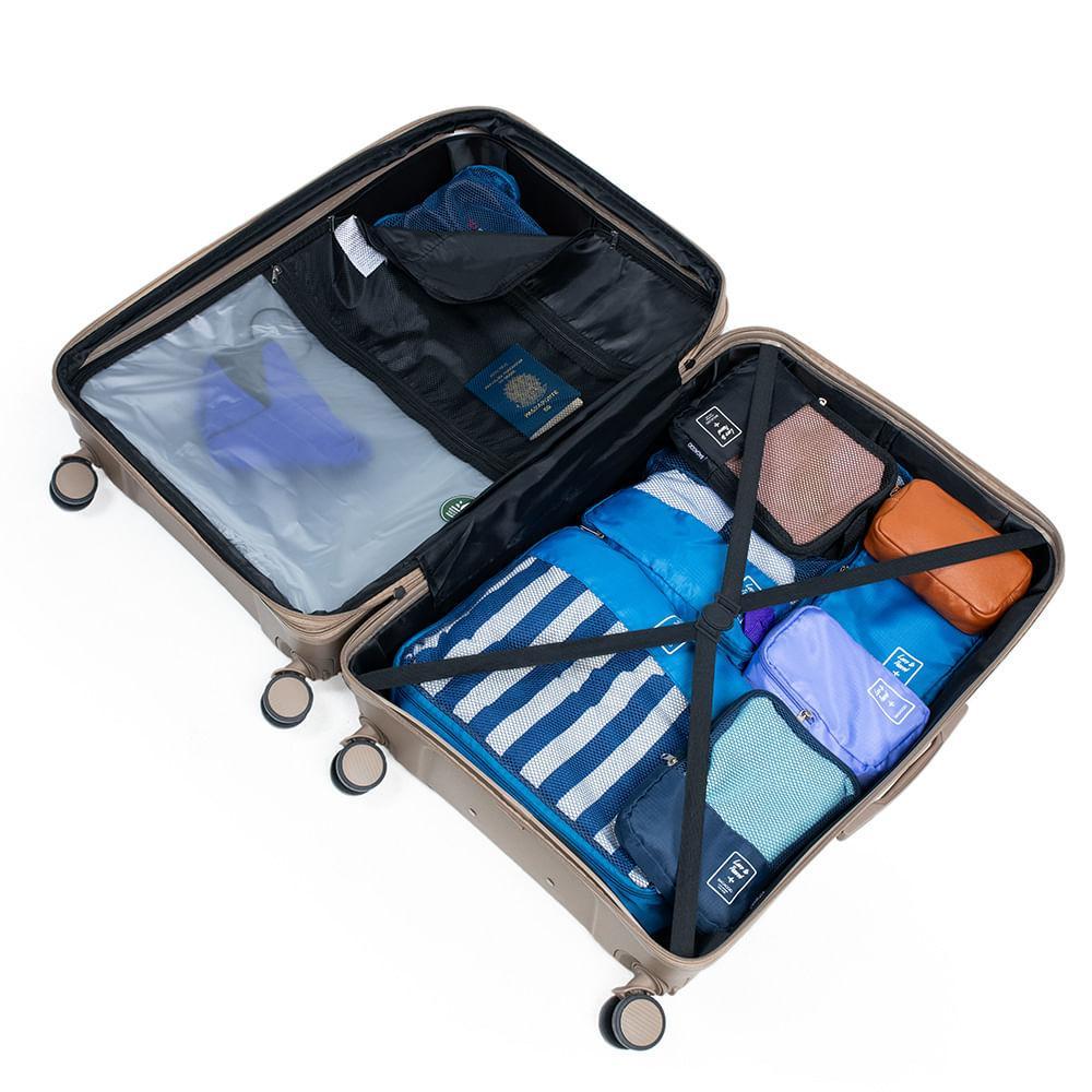 Mala Grande de Polipropileno 4 Rodas Seul Bege - 10