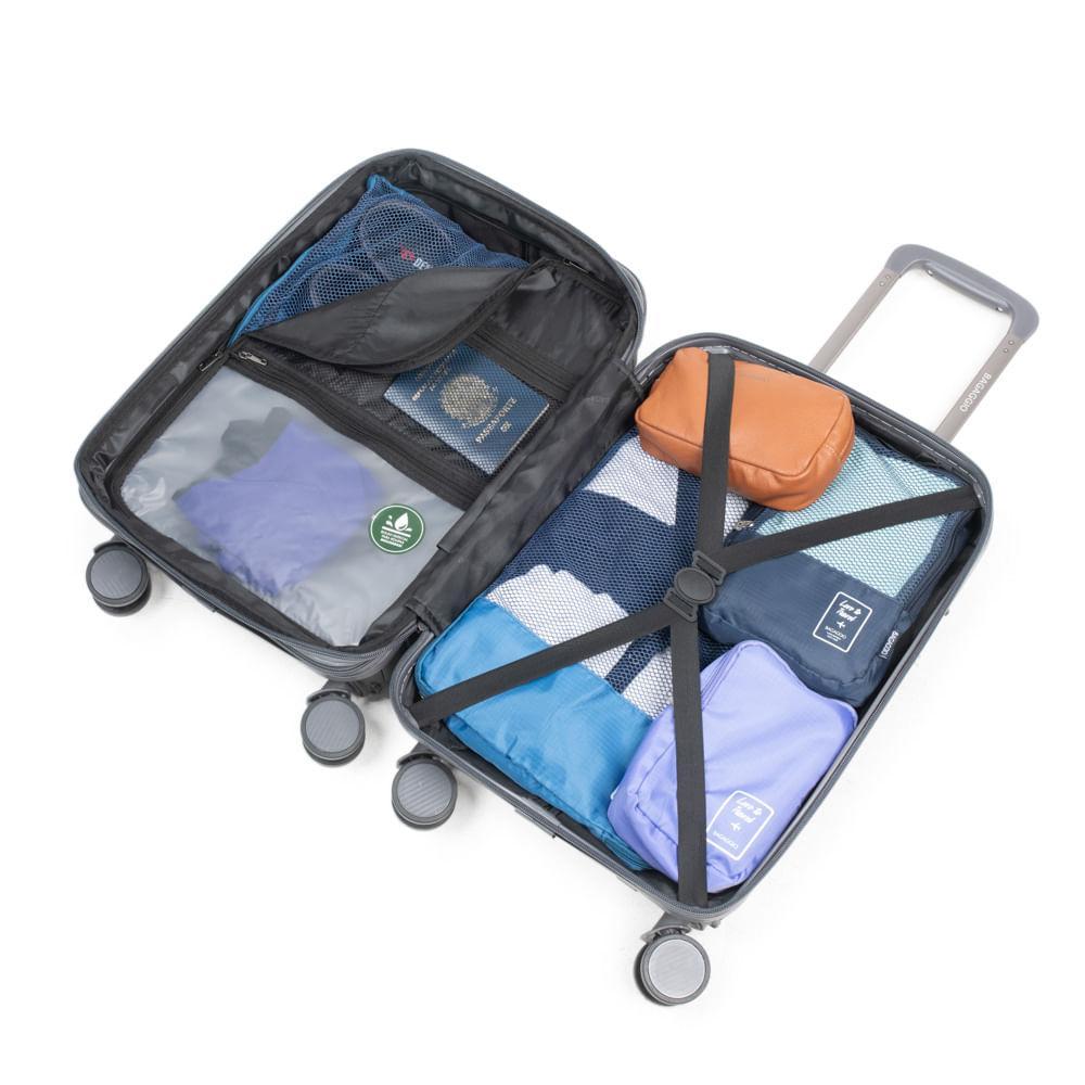 Mala de Bordo de Polipropileno 4 Rodas Hong Kong Cinza - 10