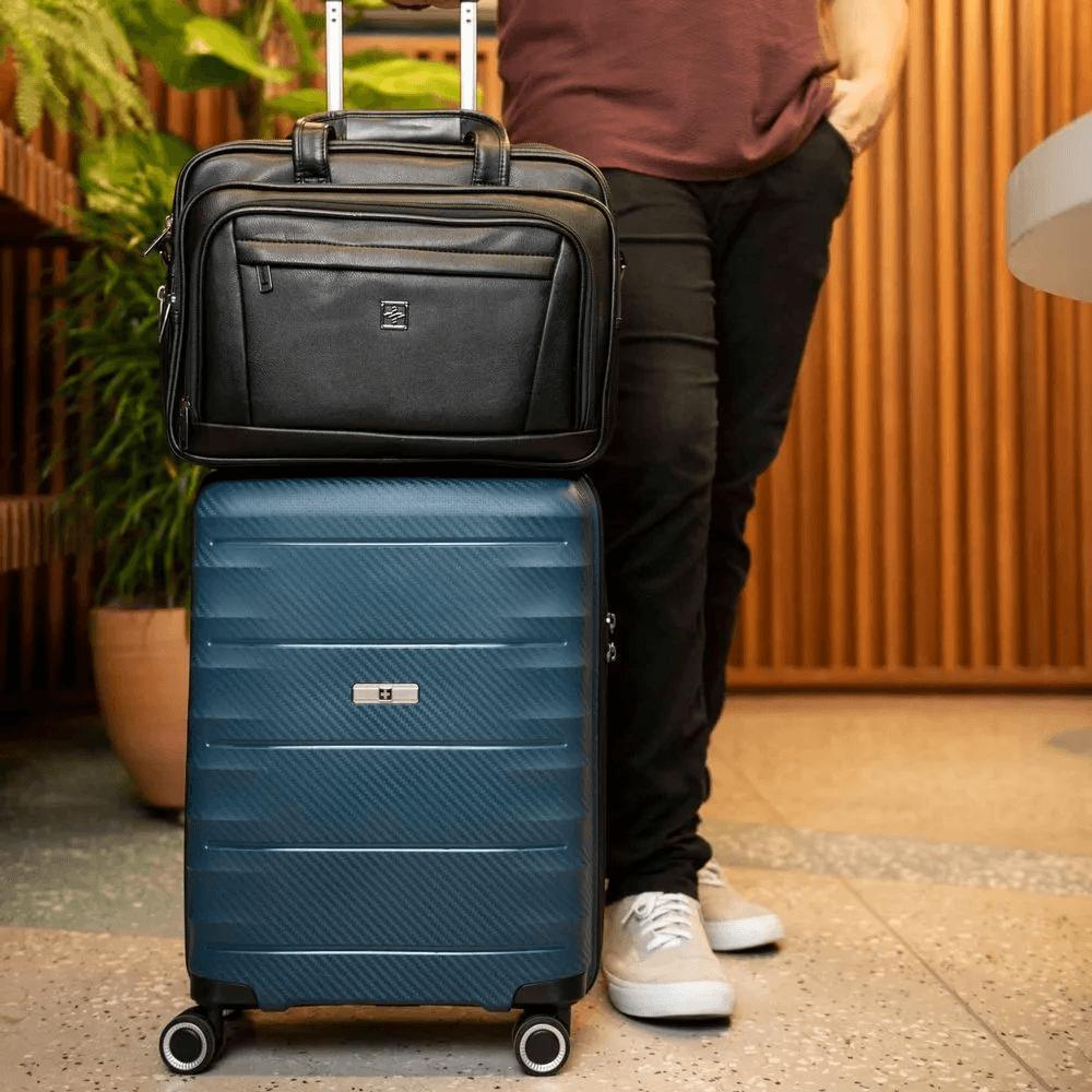 Mala de Bordo Polipropileno 4 Rodas Genebra II Verde e Preta - 2