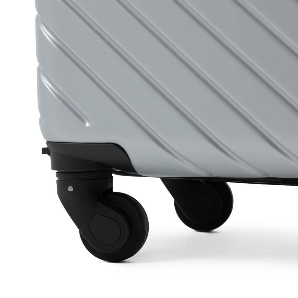 Mala de Bordo Abs 4 Rodas Detroit Prata/Preto - 6