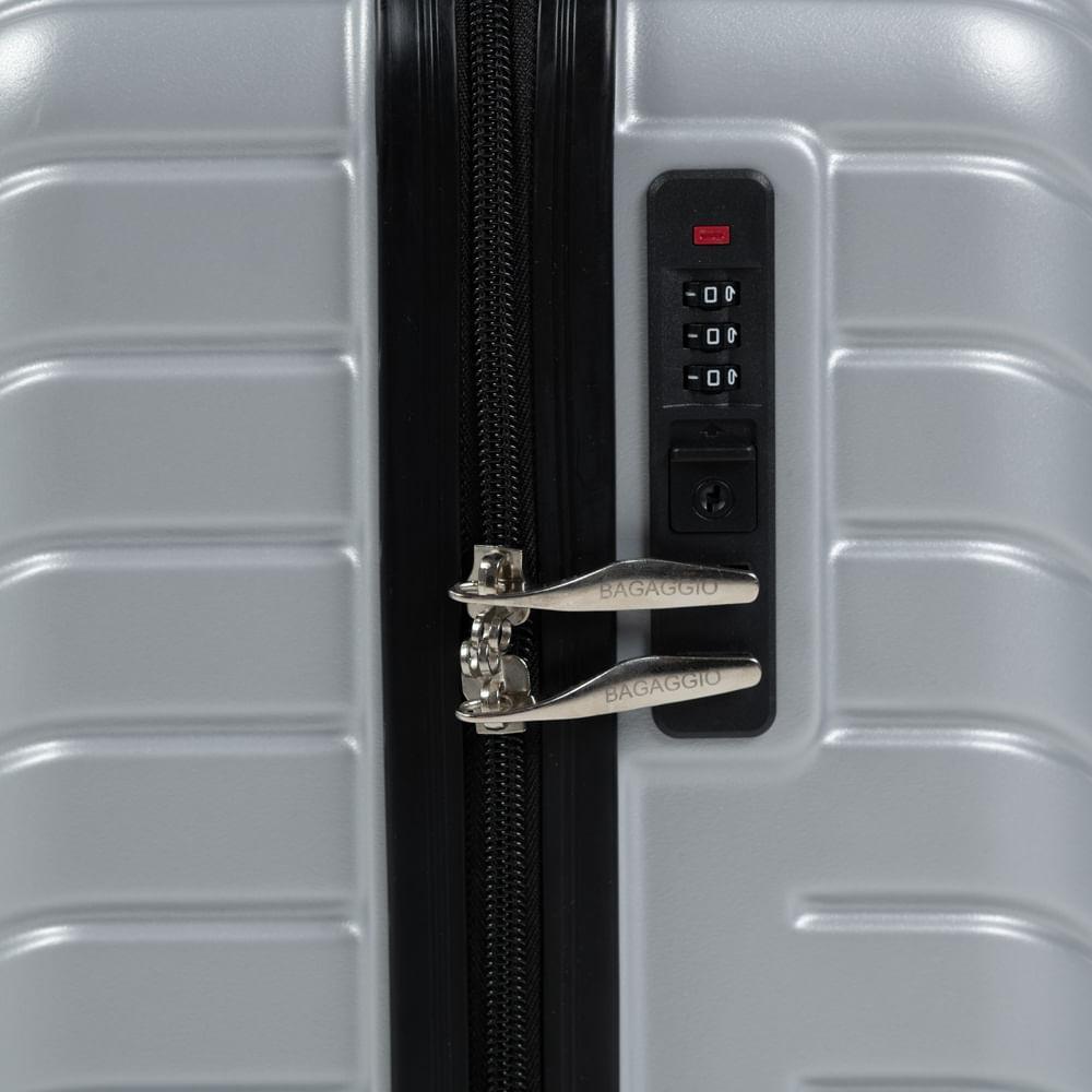 Mala de Bordo Abs 4 Rodas Detroit Prata/Preto - 7