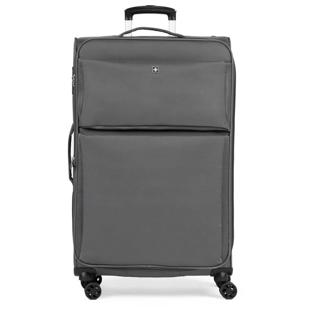 Mala Grande Poliéster 4 Rodas Suissewin Verbier Cinza - 1