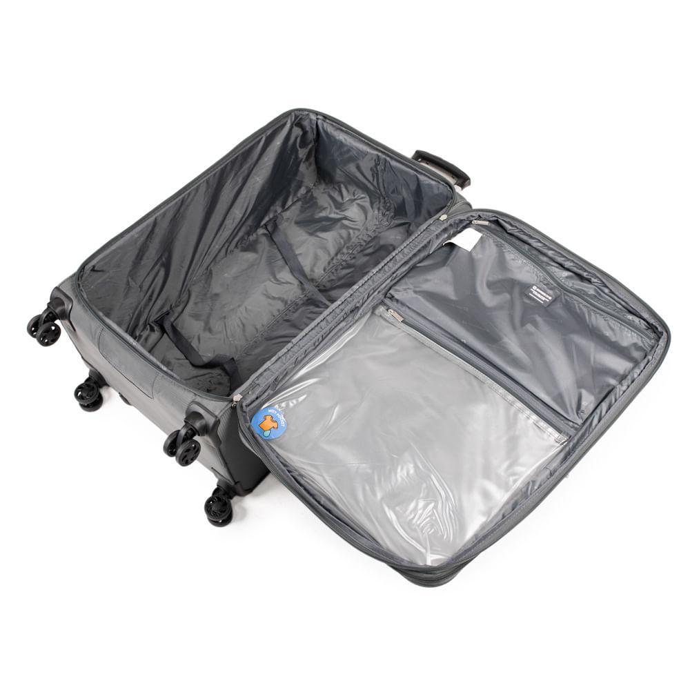 Mala Grande Poliéster 4 Rodas Suissewin Verbier Cinza - 8