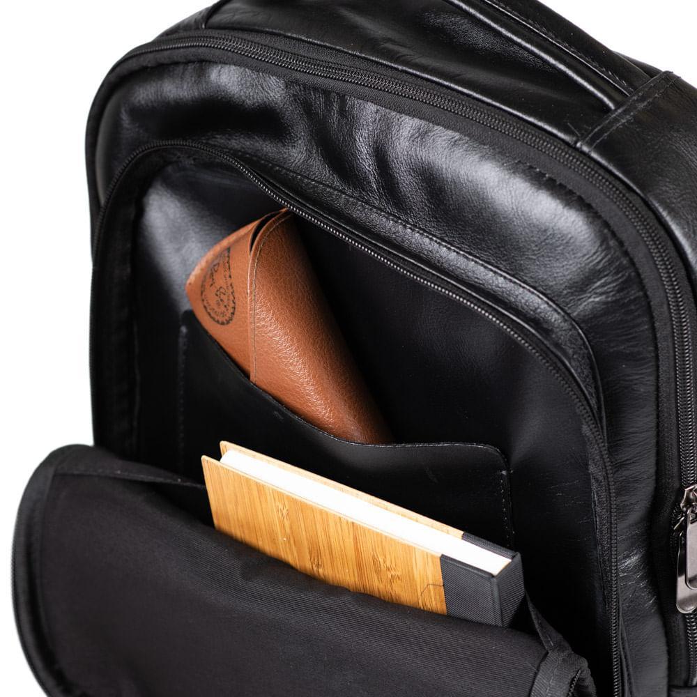 Mochila Masculina Executiva de Couro Joá Preto - 6