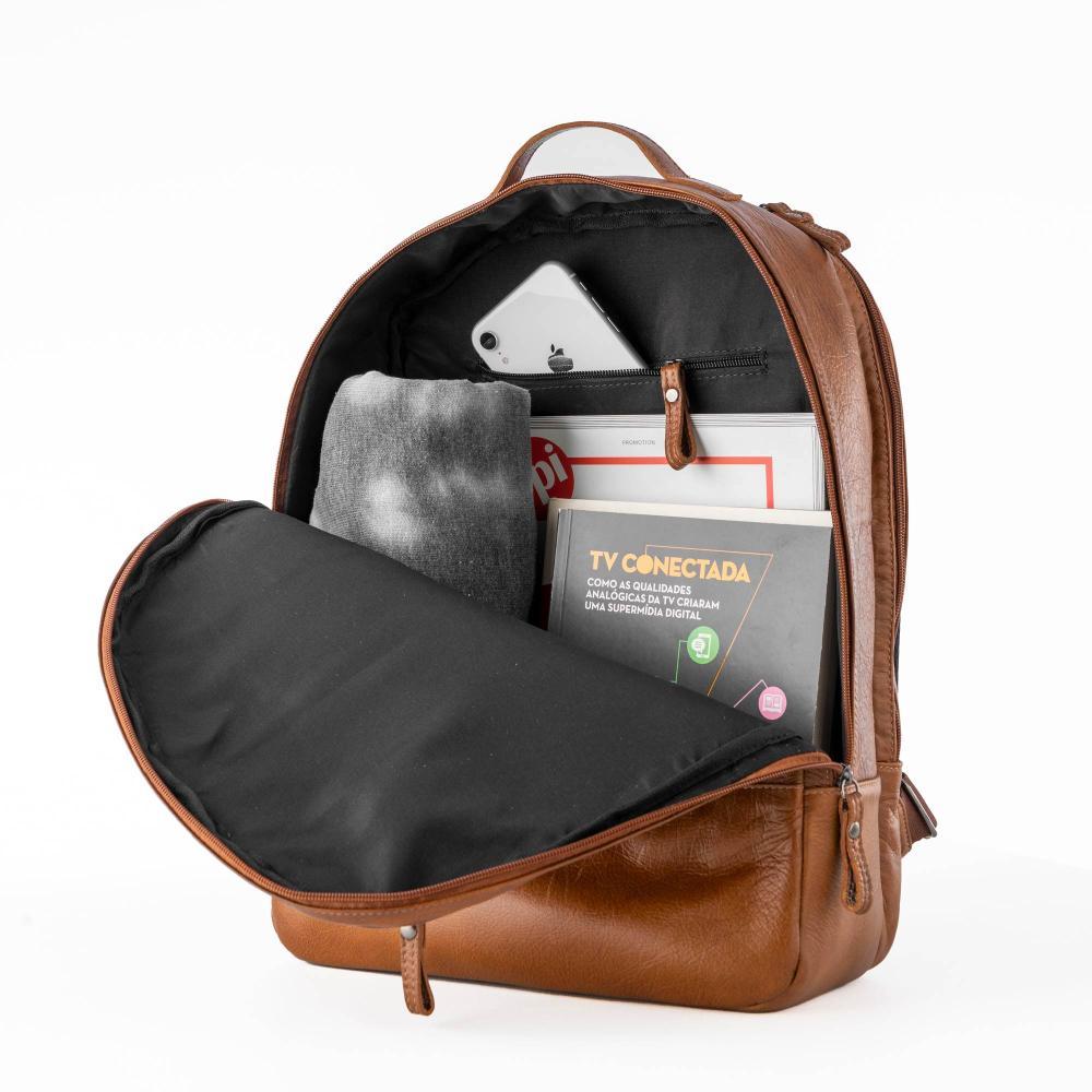 Mochila Masculina Executiva Couro Notebook Arpoador Caramelo - 5