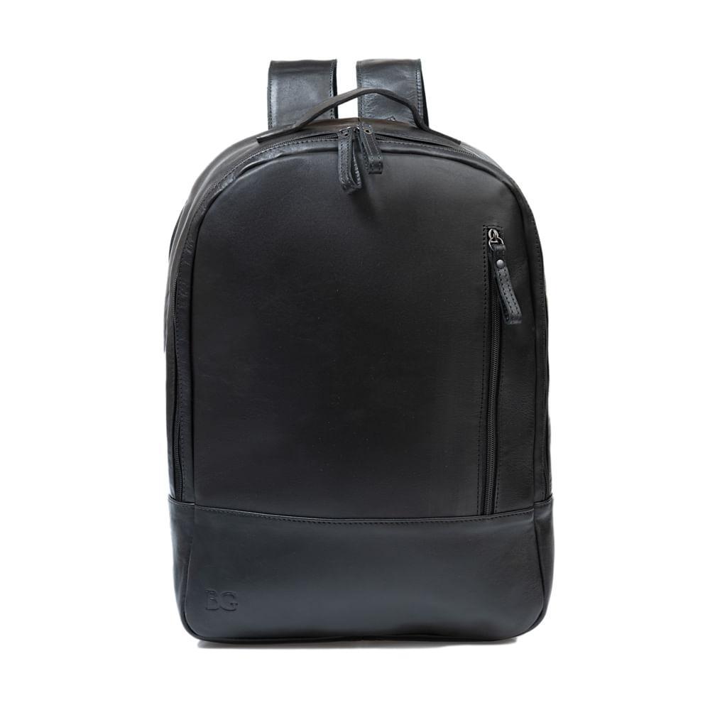 Mochila Masculina de Couro para Notebook Arpoador Preta - 1