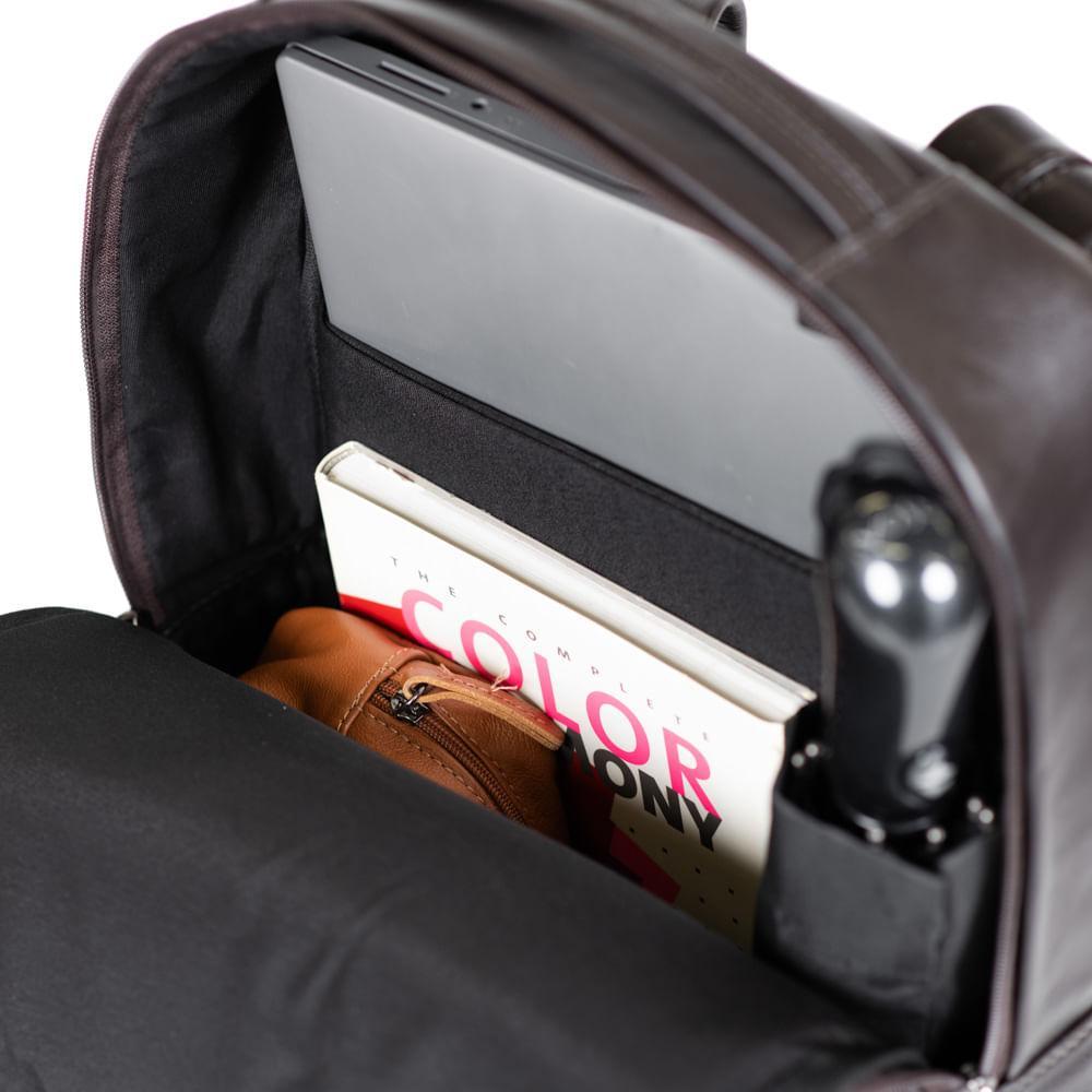 Mochila Masculina Executiva de Couro para Notebook Joá Café - 4