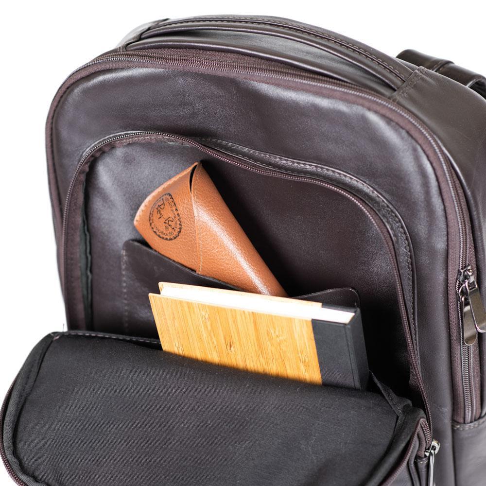 Mochila Masculina Executiva de Couro para Notebook Joá Café - 5