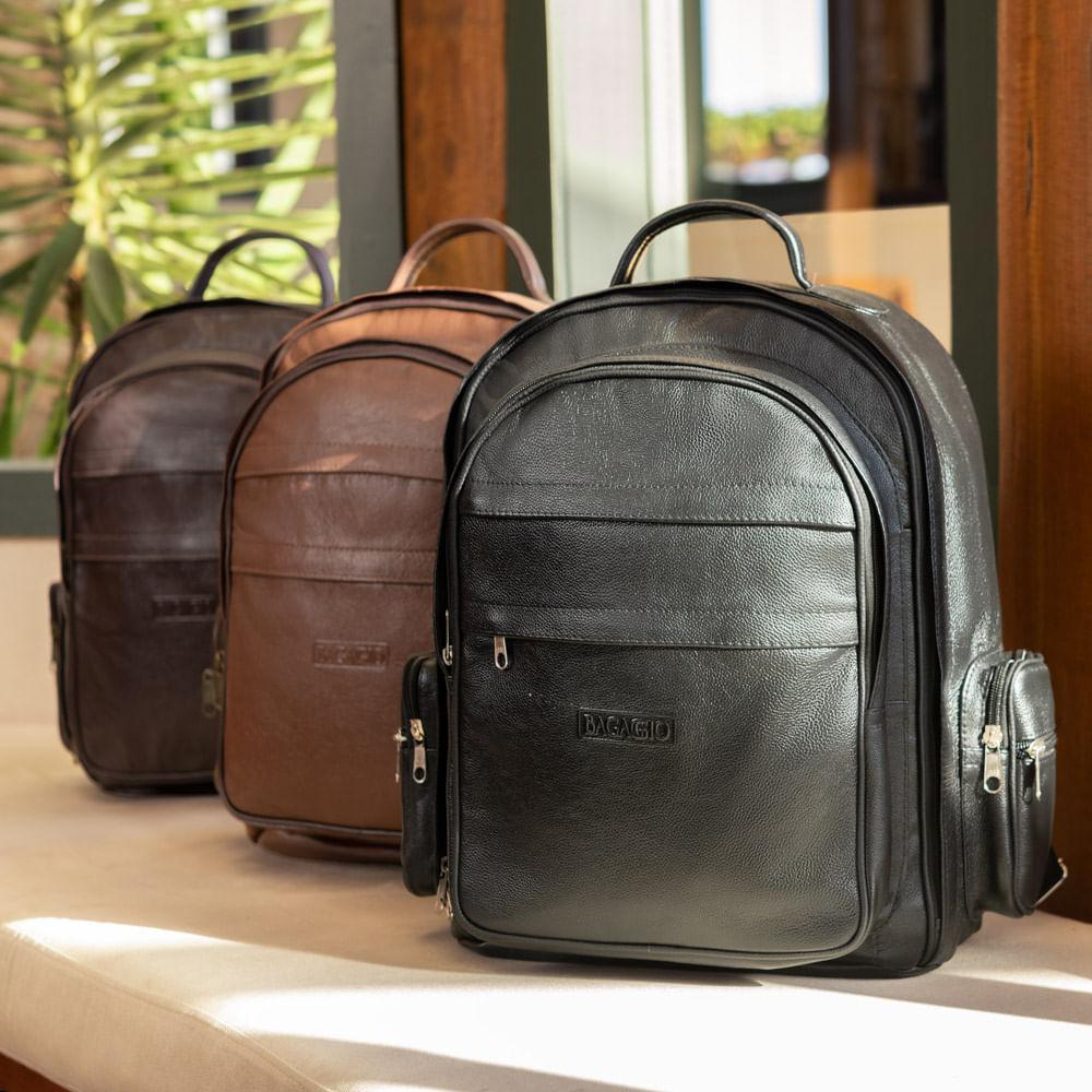 Mochila Masculina Executiva de Couro para Notebook Preta - 3