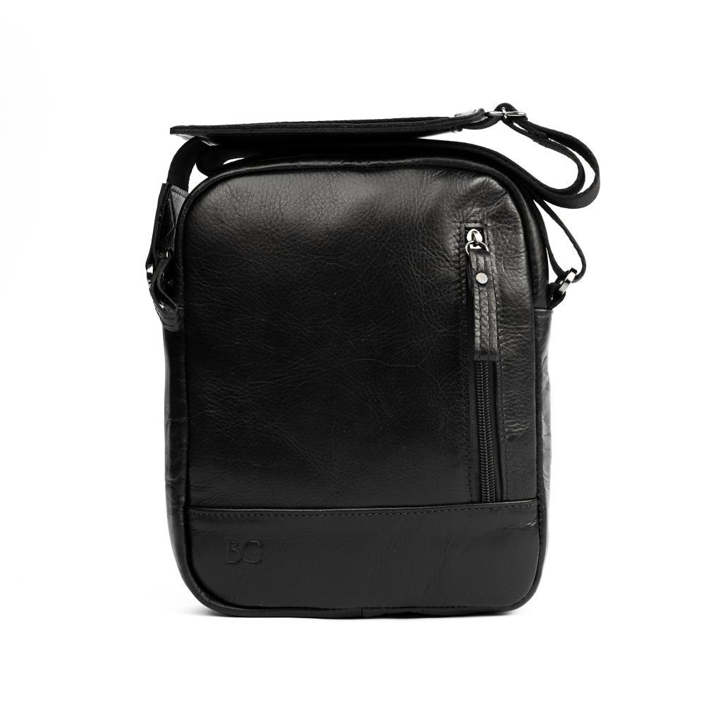 Bolsa Transversal Masculina em Couro Arpoador Preta - 1