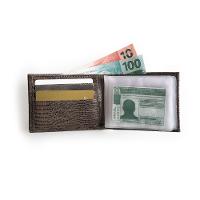 Carteira Masculina de Couro Lezard Café - 3