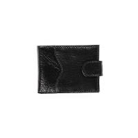 Carteira Masculina de Couro Fecho em Botão Polino Preta - 1