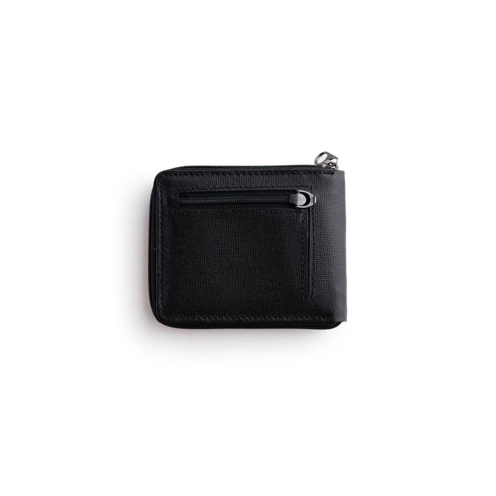 Carteira Masculina de Couro com Zíper Newton Saffiano Preto - 2