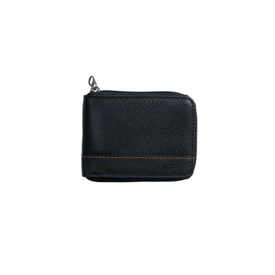 Carteira Masculina de Couro com Zíper Orange Preta